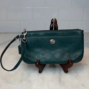 Coach Embossed Signature Logo Leather XL Wristlet Clutch Bag HTF